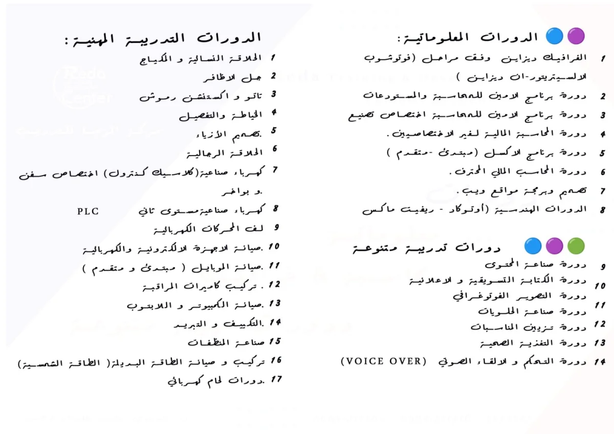دورات التدريبة المهنية